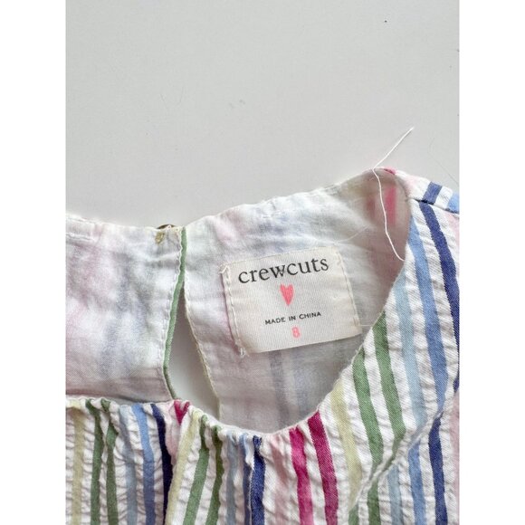 Girls' CREWCUTS J CREW Rainbow Striped Seersucker Tiered A-Line Dress, Size 8 - Picture 6 of 11